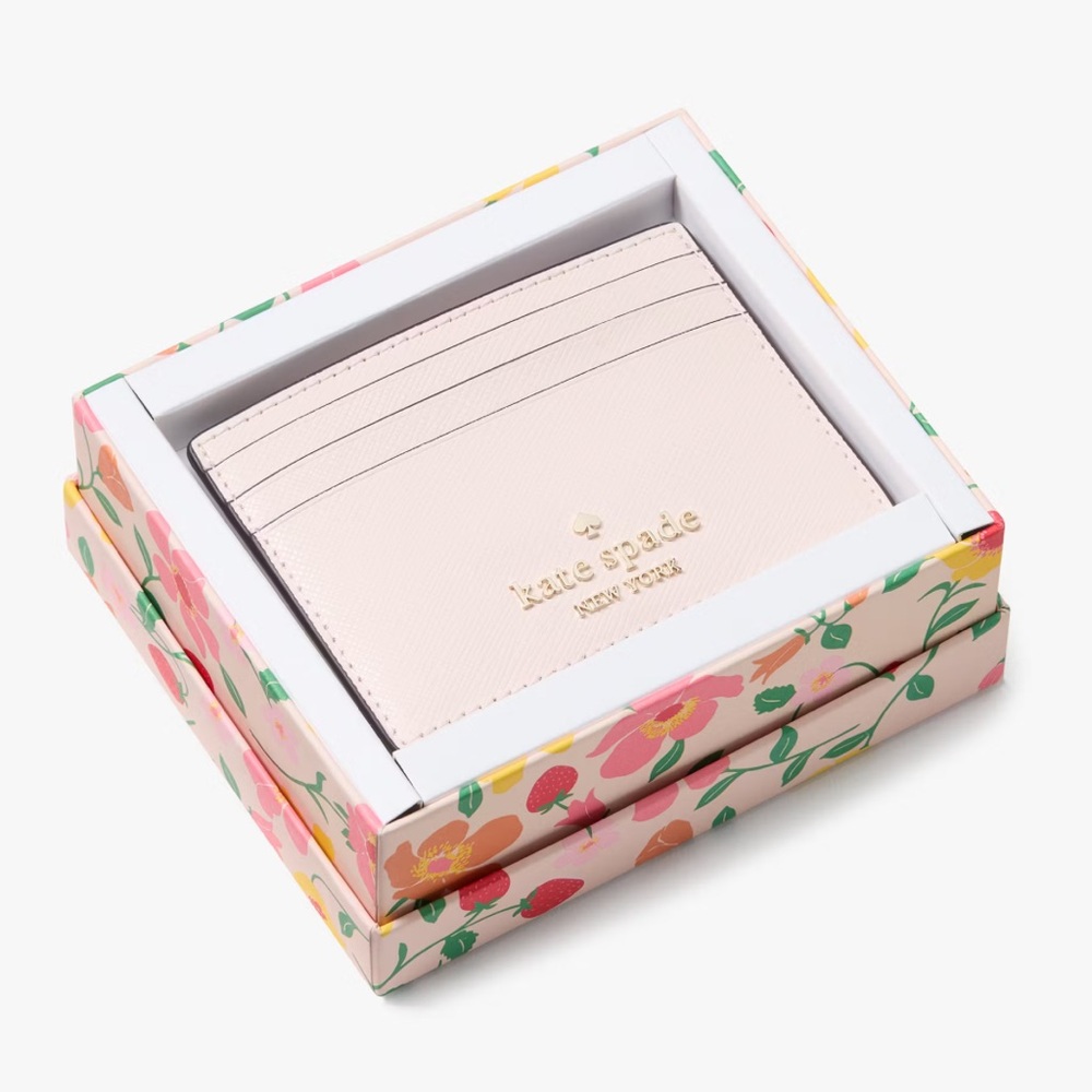 NIB Kate Spade Rose Bud Madison Small Slim Card Holder with box
